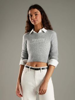 Tommy Hilfiger - Grey Regular Fit Polyester Crew Neck Sweater