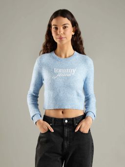 Tommy Hilfiger - Blue Regular Fit Polyester Crew Neck Sweater