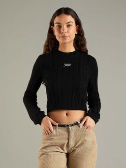 Tommy Hilfiger - Black Slim Fit Cotton Crew Neck Sweater