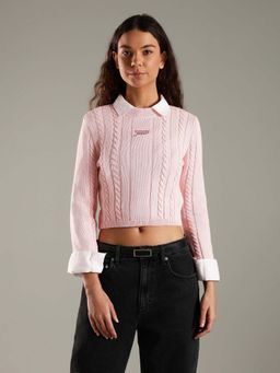Tommy Hilfiger - Pink Slim Fit Cotton Crew Neck Sweater