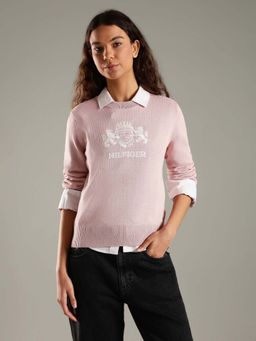 Tommy Hilfiger - Pink Regular Fit Cotton Crew Neck Sweater