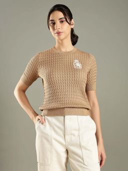 Tommy Hilfiger - Brown Regular Fit Cotton Crew Neck Sweater