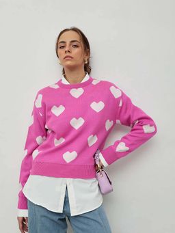 STREET 9 - Pink Acrylic Heart Sweater