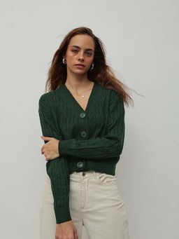 STREET 9 - Dark Green Acrylic Cardigan