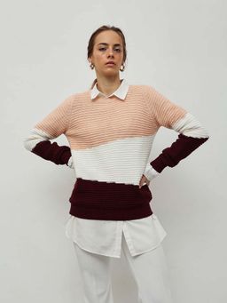 STREET 9 - Women Multi-Color Colorblock Acrylic Sweater