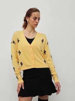 STREET 9 - Women Yellow Acrylic Cardigan