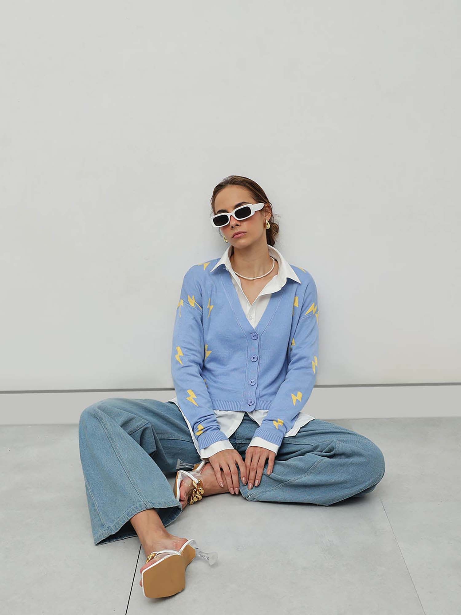 street 9 Women Blue Acrylic Cardigan-picture-13
