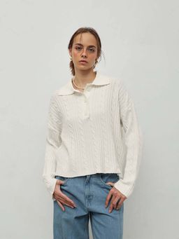 STREET 9 - Women Off White Acrylic sweater