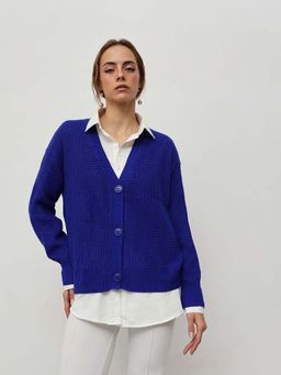 STREET 9 - Women Blue Acrylic Cardigan