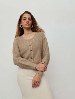 STREET 9 - Women Brown Acrylic Cardigan