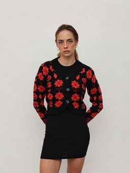 STREET 9 - Women Black Acrylic Cardigan