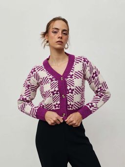 STREET 9 - Women Purple Acrylic Cardigan