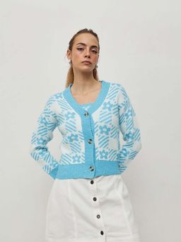 STREET 9 - Women Blue Acrylic Cardigan