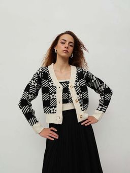 STREET 9 - Women Black Acrylic Cardigan