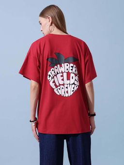STREET 9 - Red Women-Oversized Fit T-shirt