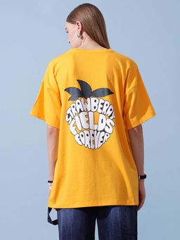 STREET 9 - Mustard Women-Oversized Fit T-shirt