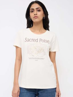Spykar - Women White Graphic Regular Fit T-Shirt