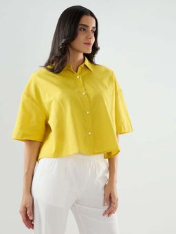 Spykar - Women Yellow Solid Boxy Fit Shirt