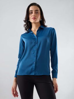 Spykar - Women Blue Solid Regular Fit Shirt