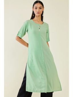 Soch - Women Green Viscose Solid Kurta
