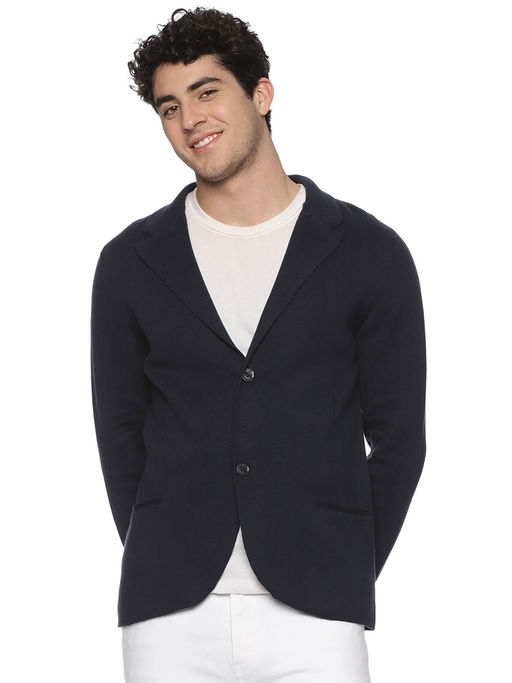 MELVIN JONES Navy Blue Knitted Blazer