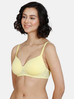 Zivame - Padded Non Wired 3/4th Coverage T-Shirt Bra - Sunshine