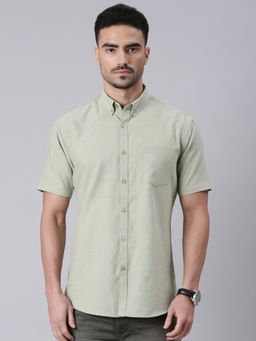 Classic Polo - Men Green Slim Fit Solid Cotton Casual Shirt