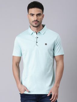 Classic Polo - Men Light Blue Polo Neck Slim Fit Solid Premium Cotton T-shirt