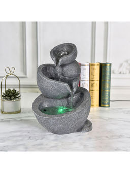 HomeTown - Impression Polyresin Trio Abstract Bowls Fountain 24X28Cm In Gold Colour