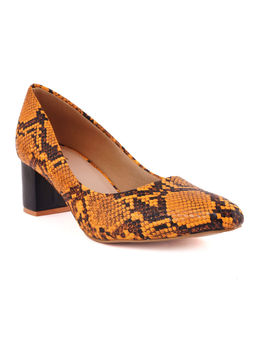 Rubeezz - Animal Print Yellow Block Heels