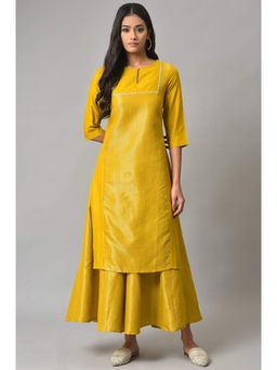 W - Yellow Solid Kurta