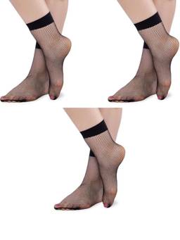 NEXT2SKIN - Womens Ultrathin Transparent Knee Length Stocking Socks - Pack Of 3 -Black