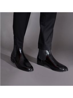 Saint G - Black Croco Patent Shiny Leather Chelsea Boots