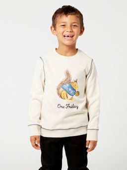 One Friday - Off White Solid Sweat Shirt