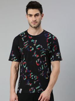 Xtep - Black Printed Regular Fit Shaolin Series T-Shirt