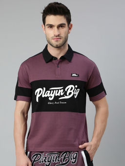 Xtep - Purple Printed Loose Fit Special Type Polo T-Shirt Basketball Series