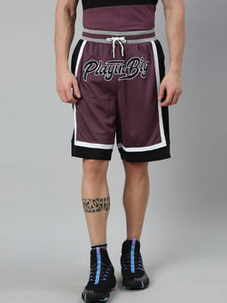 Xtep - Purple Color Blocked Loose Fit Playing Big Basketball Series Shorts