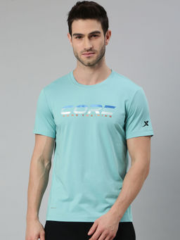 Xtep - Blue Printed Regular Fit Regular Training T-Shirt