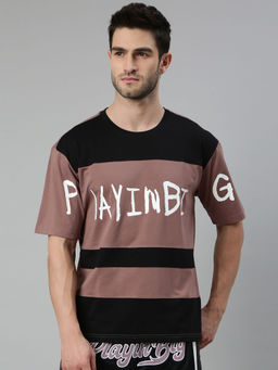 Xtep - Mauve Color Blocked Loose Fit Basketball T-Shirt