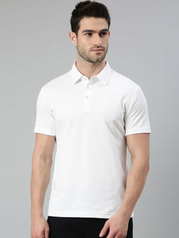Xtep - White Solid Regular Fit Solid Training Polo T-Shirt