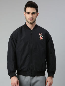 Xtep - Black Printed Loose Fit Basketball Jacket
