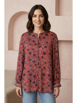 Folksong - Red Floral Full Sleeves Casual Shirt