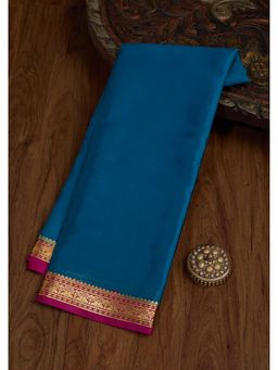 Koskii - Navy Blue Woven Zari Saree with Unstitched Blouse