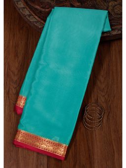 Koskii - Turquoise Woven Zari Saree with Unstitched Blouse