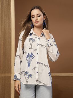 Stylum - White Printed Full Sleeves Casual Shirt