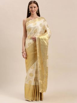 Mimosa - Off White Color Art Silk Kasavu Saree With Unstitched Blouse