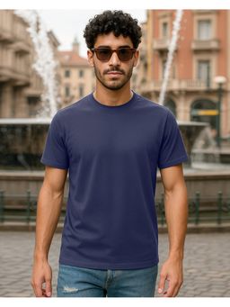 Bewakoof - Men's Plain Blue Solid Regular Fit Men's T-shirt