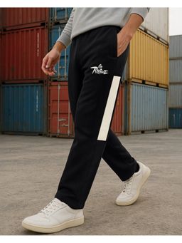 Bewakoof - Men's Black Go Rogue Color Block Oversized Track Pants