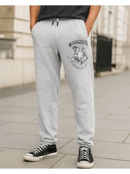 Bewakoof - Harry Potter Men's Grey Melange Hogwarts Graphic Printed Oversized Joggers