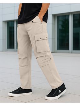 Bewakoof - Men's Light Beige Straight Fit Cargo Pants